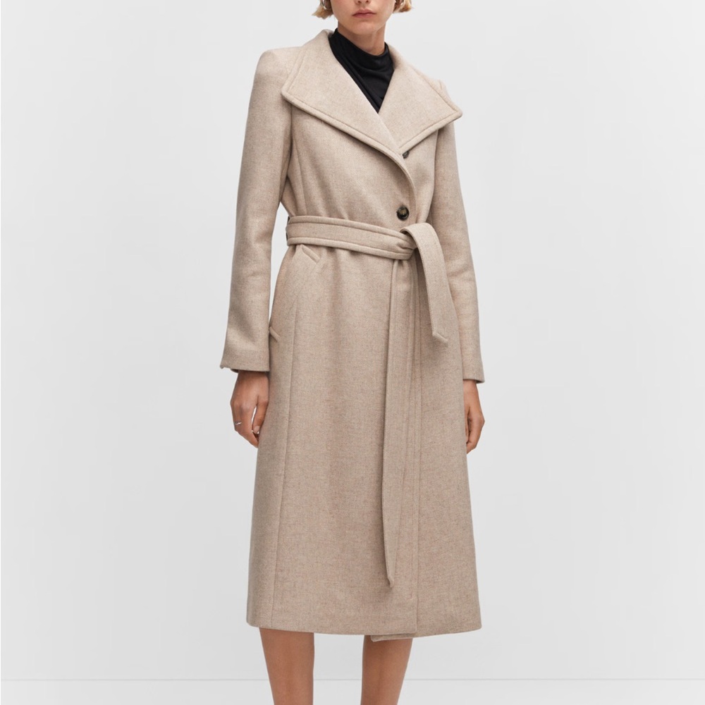 Elegant Tan Women's Italian Wool Coat